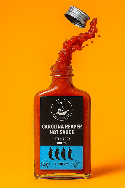 Sauce mit einer würzigen scharfen Sauce - Carolina Reaper Hot Sauce - Hot Harry - 2 Millionen Scoville