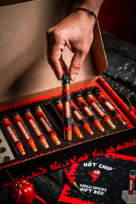 Extreme Pepper Gewürzset - 10 verschiedene scharfe Pfefferpulver - Carolina Reaper Pfeffer, Trinidad Scorpion, Bhut Jolokia, Chipotle Chili, Jalapeno Pfeffer