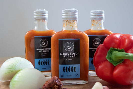 Zelfgemaakte carolina reaper hot sauce