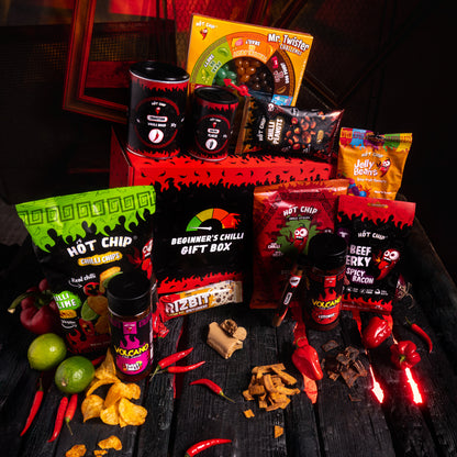 Anfänger-Chili-Geschenkbox – Scharfe Geschenkbox für Einsteiger | Würzige Snacks, Saucen & Gewürze | Perfektes Chili-Geschenk