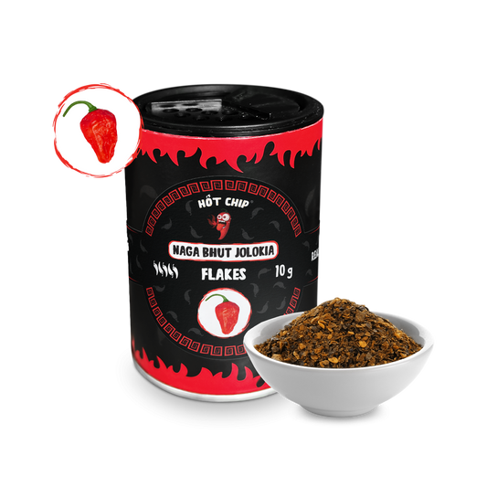 HOT-CHIP Naga Bhut Jolokia Chilivlokken 10 g – 1.000.000 SHU