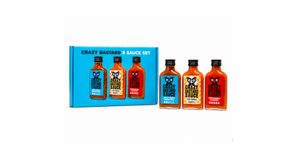 Crazy Bastard Caribbean Box – Hot Sauce Geschenkset – 3er Set – 3x100ml – Tropische Hot Sauce