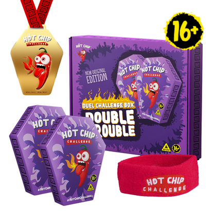 Hot Chip Duel Challenge Box Double Trouble – Extrem scharfe Challenge für 2 Personen mit Carolina Reaper