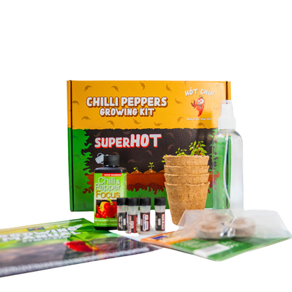 Chili-Anzuchtset Super Hot – Geschenkset für den Anbau extrem scharfer Chilis – Carolina Reaper, Naga Black, Trinidad Scorpion & Habanero