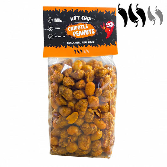 Chipotle Scharfe Erdnüsse von Hot Chip – Vegan, Knusprig, 20% Protein – 140g 