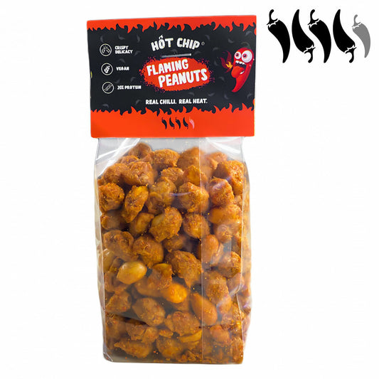 Flaming Hot Peanuts – Feurige Erdnüsse von Hot Chip – Vegan, Knusprig, 20% Protein – 140g 