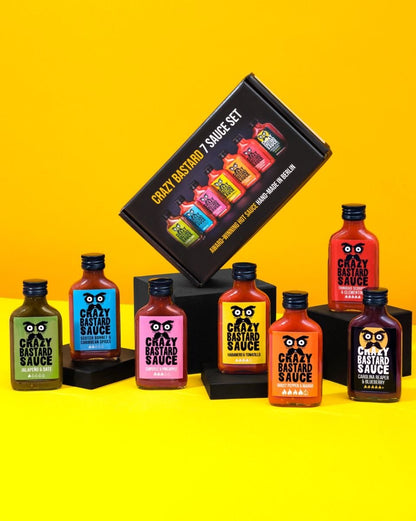 Crazy Bastard Hot Sauce Set – Komplette Hot Sauce Kollektion 7 x 100 ml