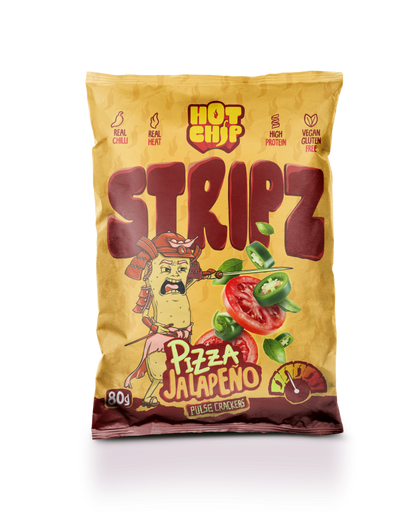 STRIPZ Pizza Jalapeño 80 g – Knuspriger veganer Proteinsnack mit Pizzageschmack