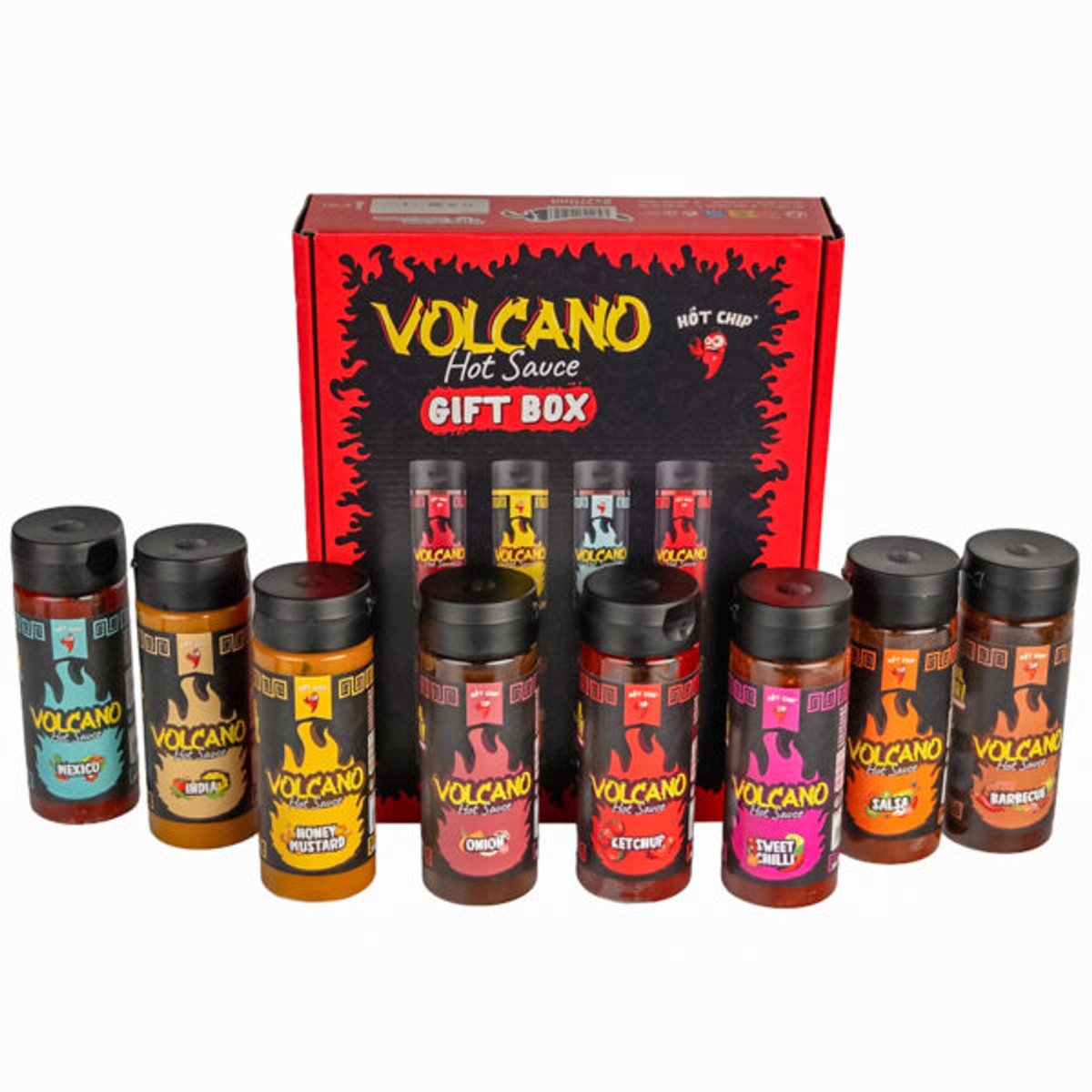 HOT-CHIP Volcano Hot Sauce Cadeauset – 8 Pittige Sauzen (8 x 270 ml)