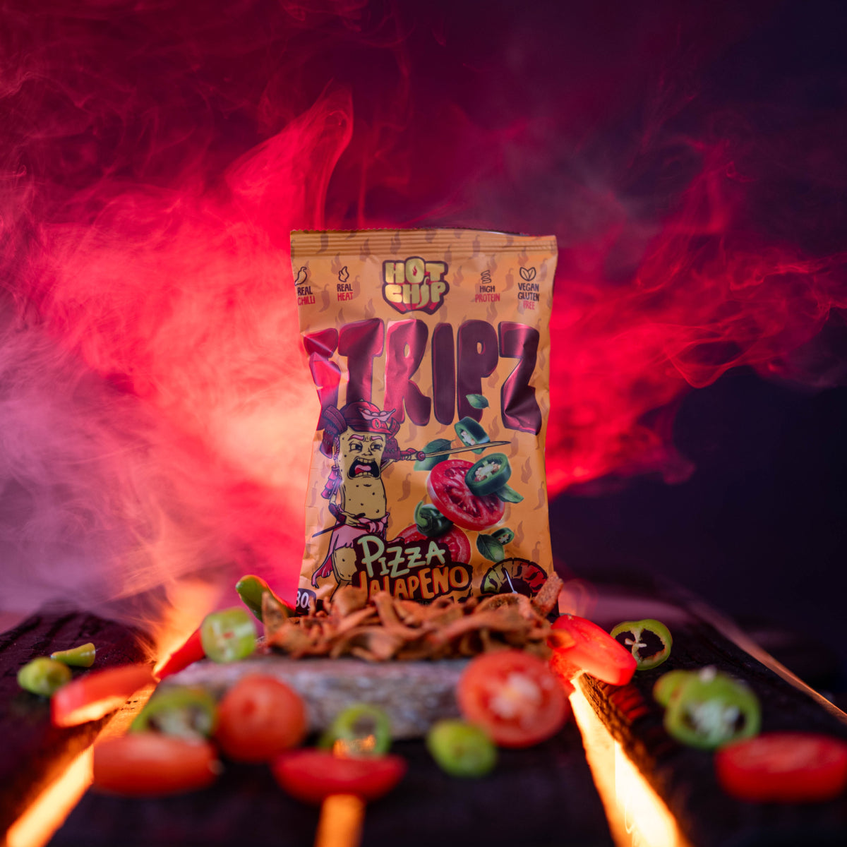 STRIPZ Pizza Jalapeño 80 g – Knapperige Vegan Eiwitsnack met Pizzasmaak