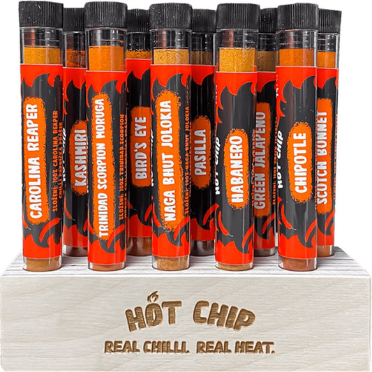 Extreme Pepper Gewürzset - 10 verschiedene scharfe Pfefferpulver - Carolina Reaper Pfeffer, Trinidad Scorpion, Bhut Jolokia, Chipotle Chili, Jalapeno Pfeffer
